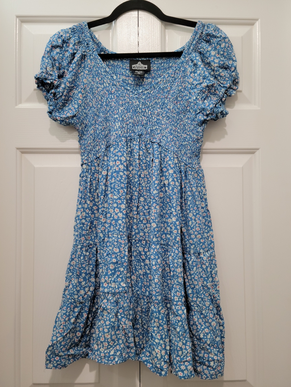 Angie Blue Floral Smocked Mini Dress